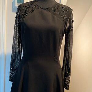 Tahari Black Cocktail Dress Size 6 Structured Bedazzled Quiet Luxury Glamorous